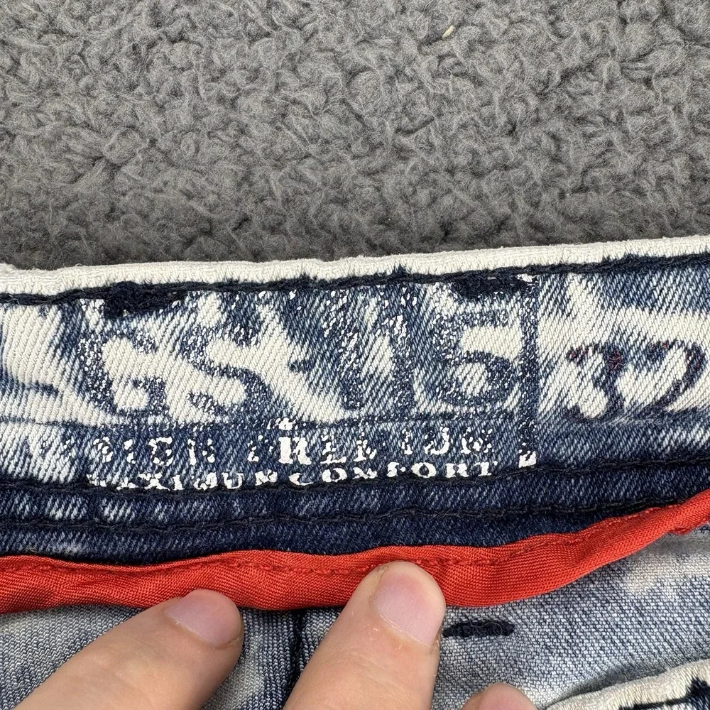 GS-115 Shorts Men 32 (32x12) Acid Washed Textured Denim Distressed Y2k Moto Jort
